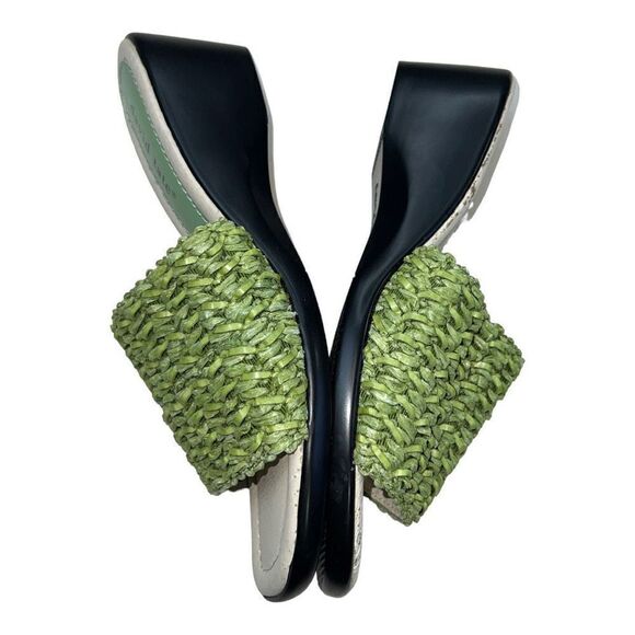 David Tate Womens Slip On Woven Strap Square Toe Wedge Heel Sandals Green Size 7 - Picture 4 of 8